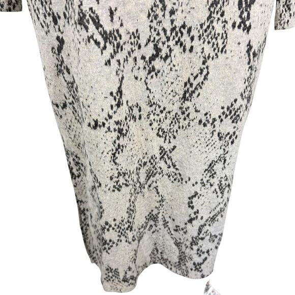 M&S Collection Snakeskin Long Sleeve Midi Sheath Knit Dress Beige Mock Neck sz 8 - Picture 7 of 16